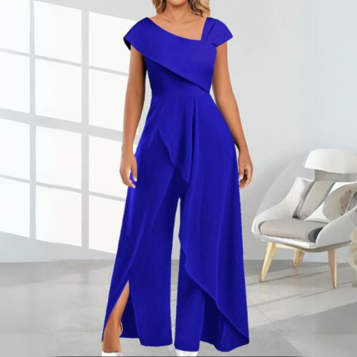 GR | Elegant women's jumpsuit, diagonal asymmetrical design
