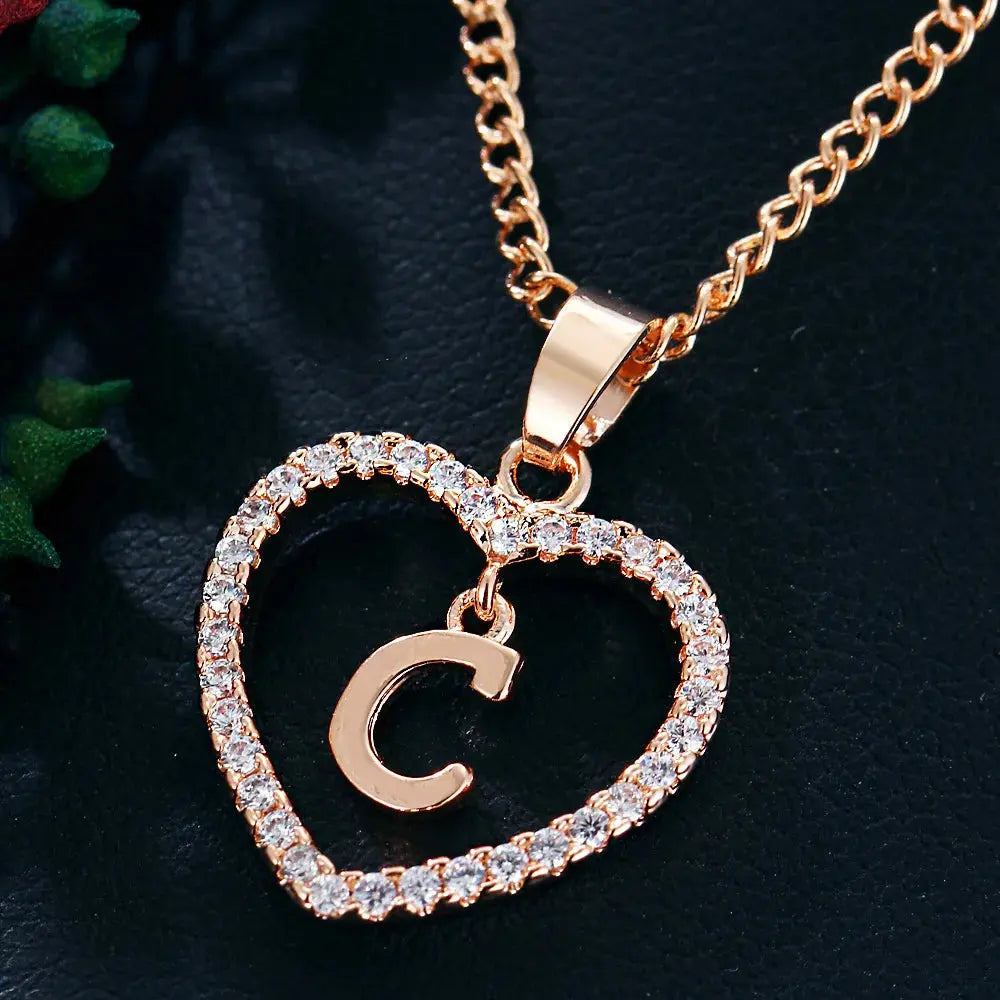 GR | Letter Zircon Love Necklace Jewelry Pendant