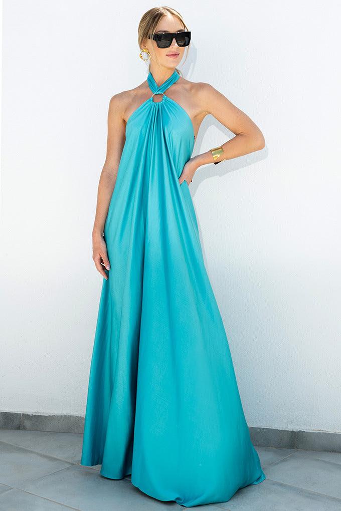 GR | Satin Halter Neck Maxi Dress for Women