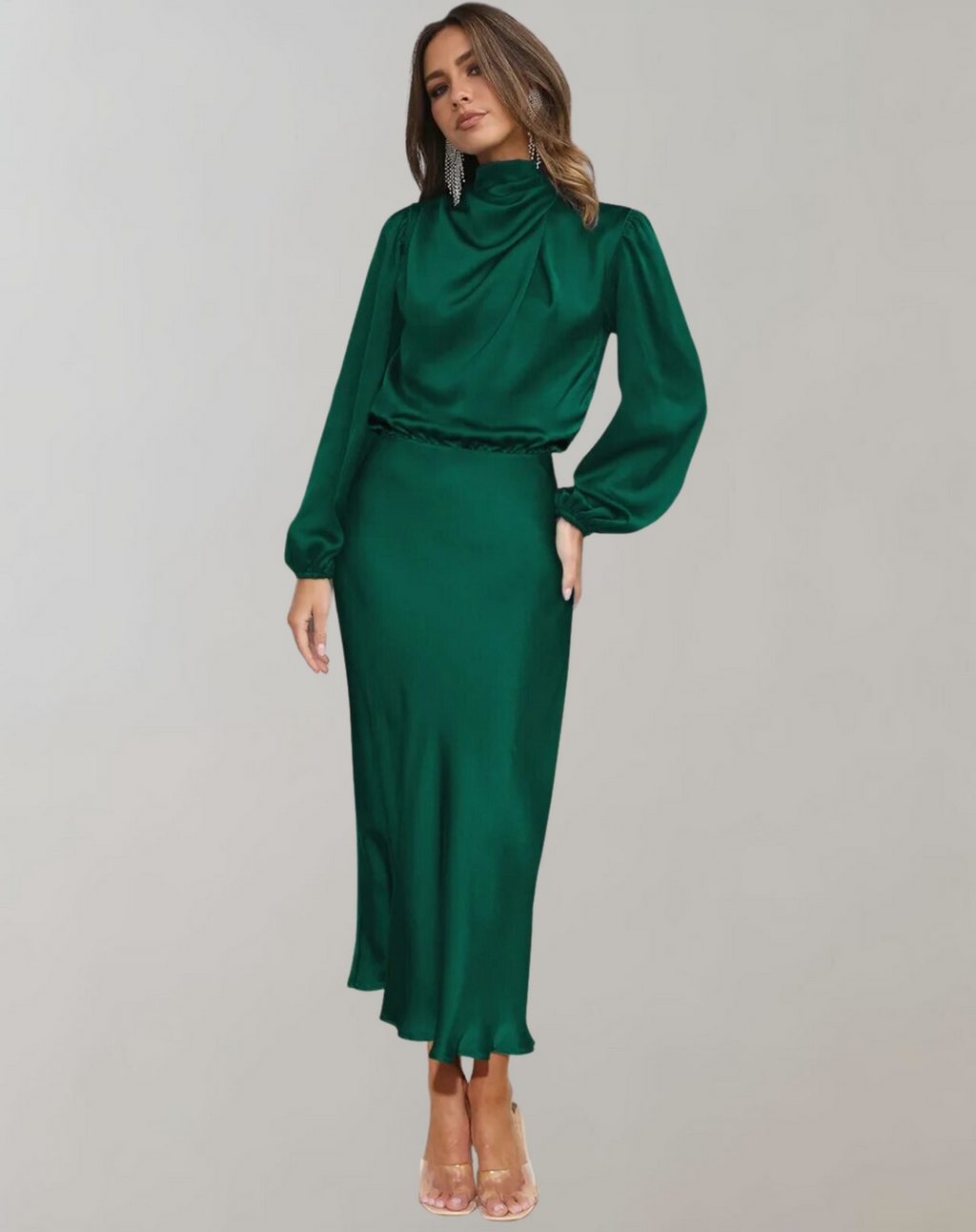 GR | Elegantes Abendkleid für Damen Lang Langärmelig