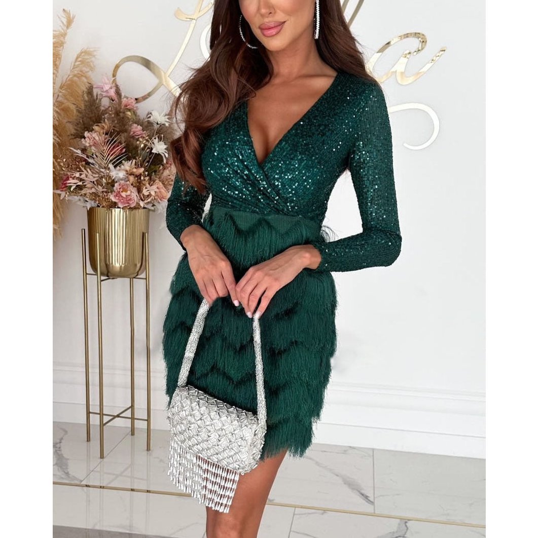 GR | Stilvolle Winter Chic Glitter Mini Kleid für Frauen
