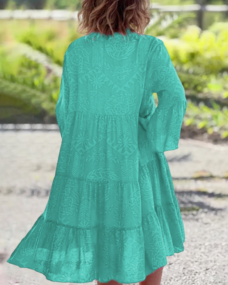 GR | Dress with 3/4 sleeves and geometric boho print