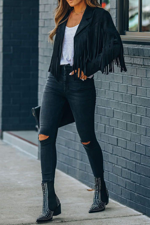 GR | At Your Best Fringe Edge Faux Suede Shacket