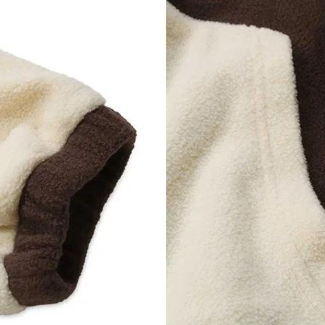 GR - Fleece jacket with hood and patchwork pattern