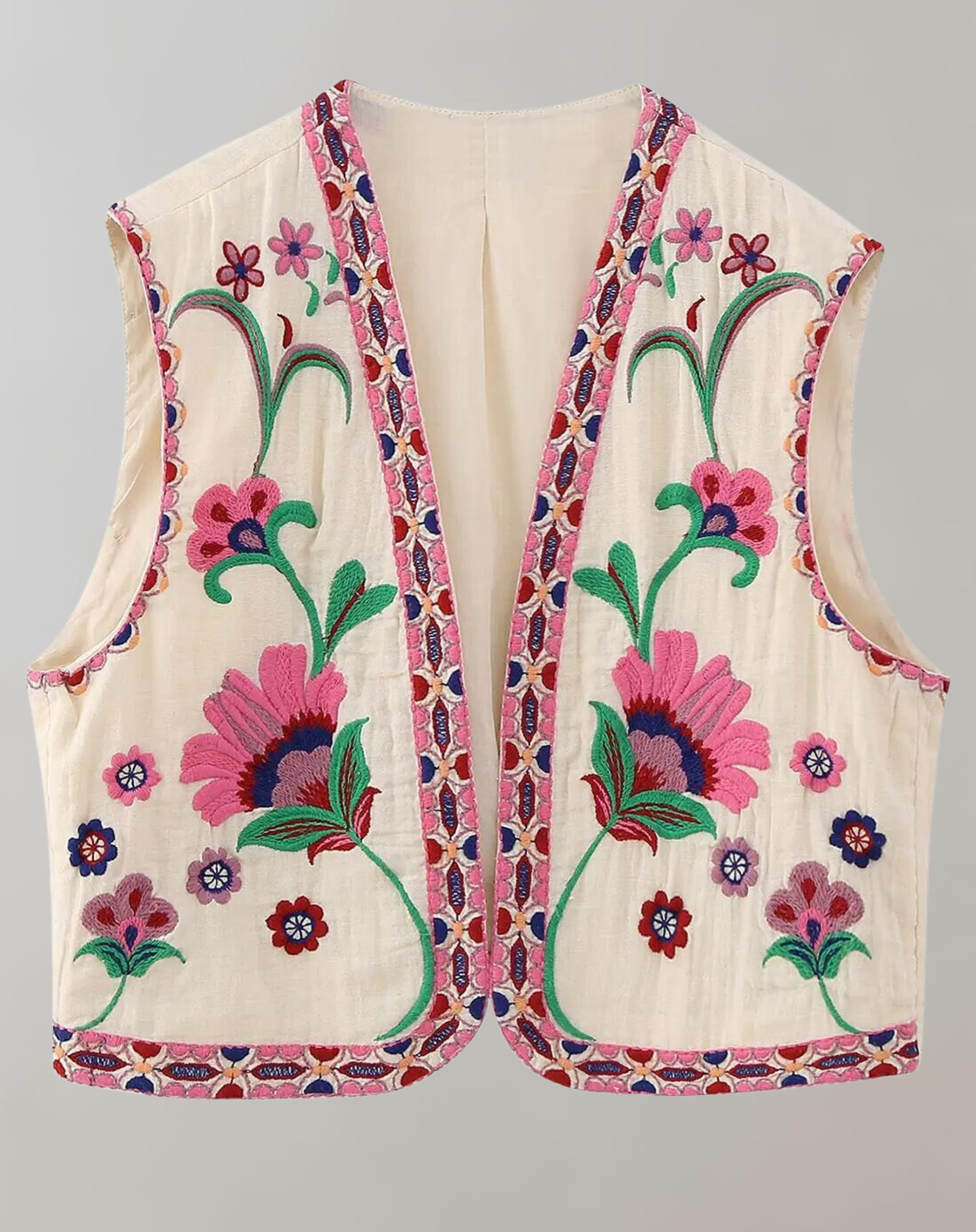 GR | Vest with Floral Embroidery Jackets