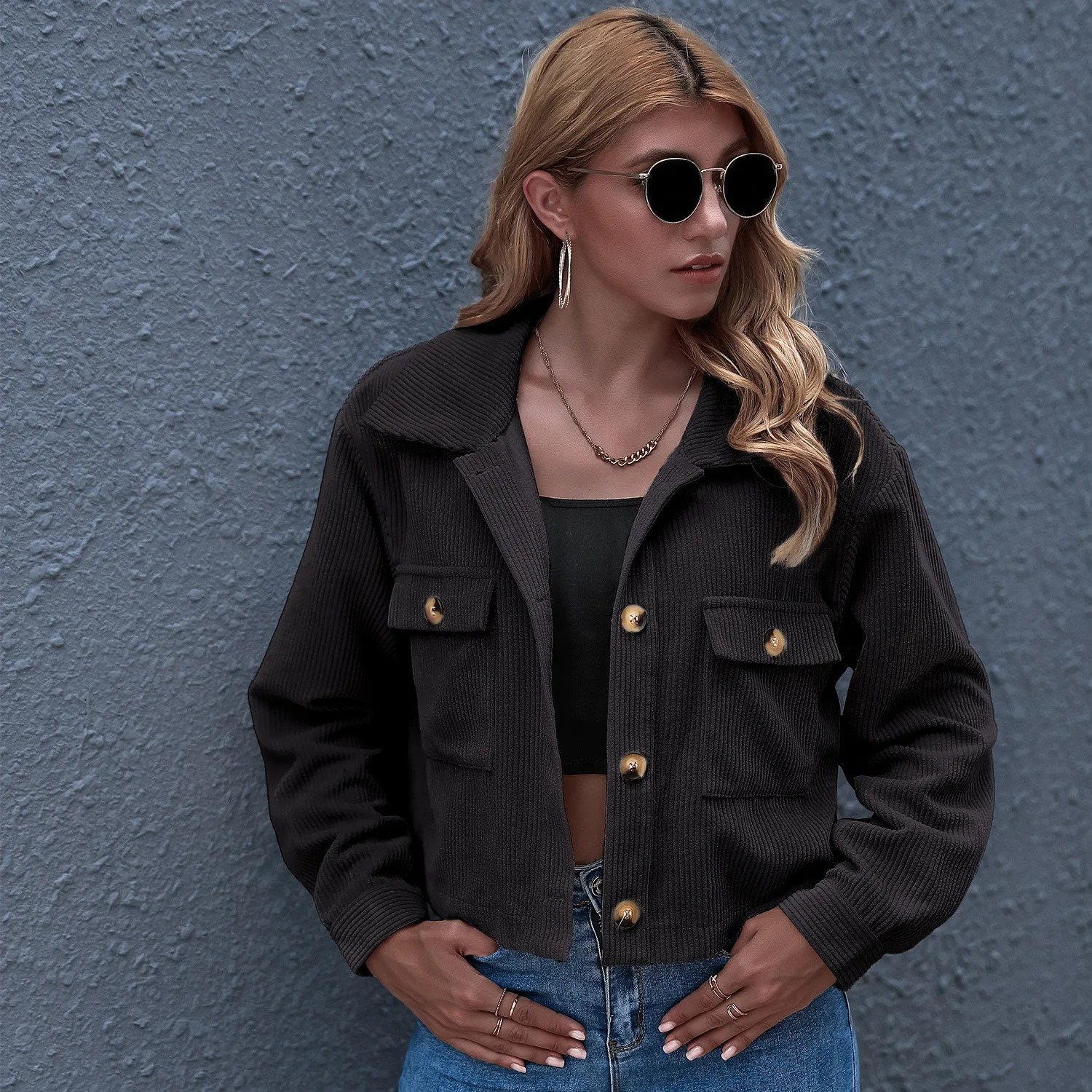 GR | Elegant Pink Women's Summer Jacket with Turn-Up Collar
