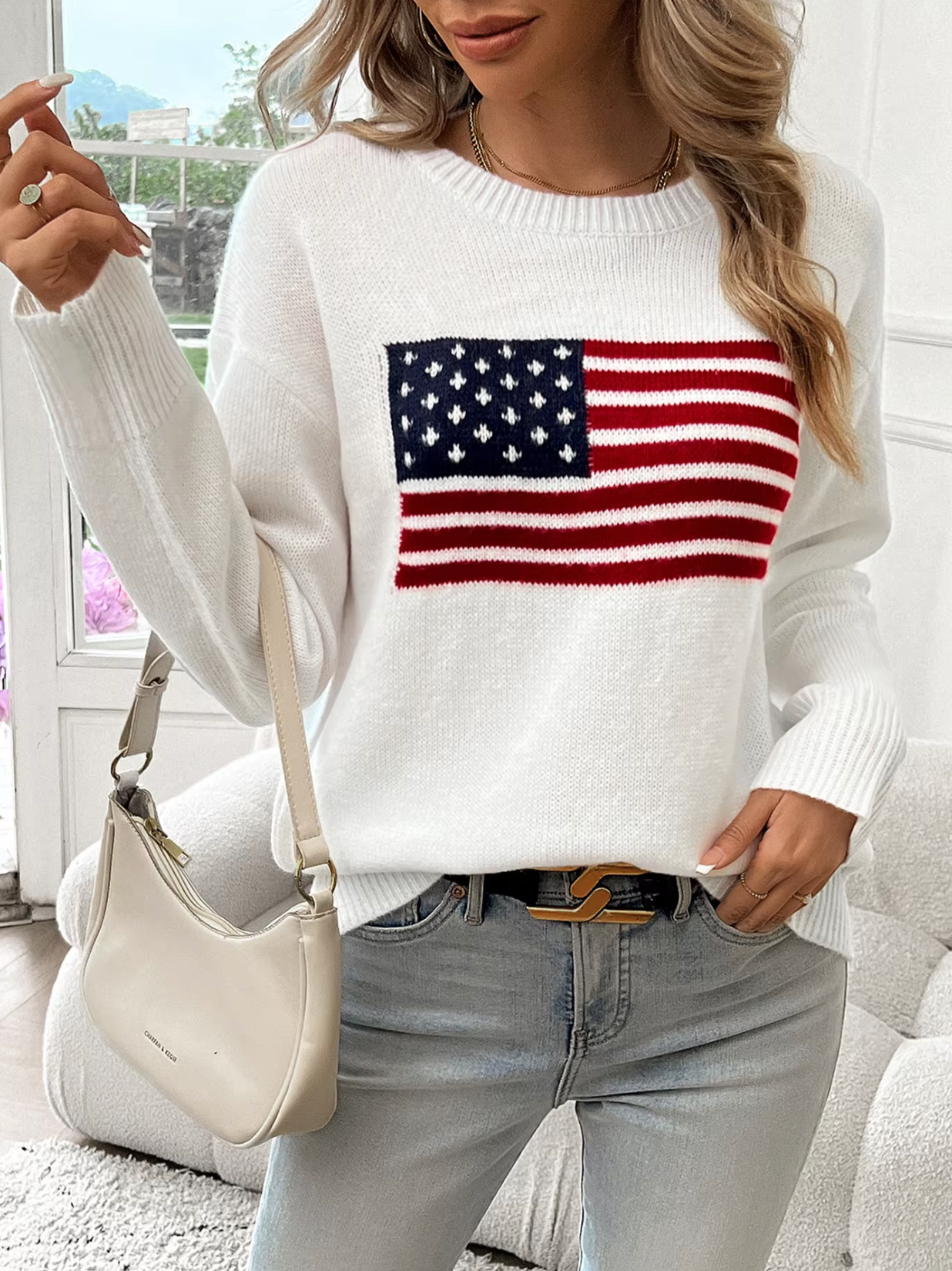 GR | Cotton knit sweater with round neck