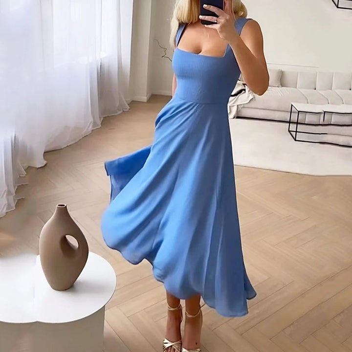 Women's fashion, elegant, sleeveless, solid-color dresses