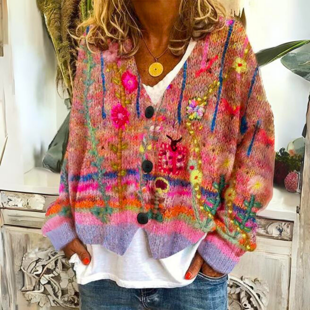GR | Luxuriöse bedruckte Strickjacke