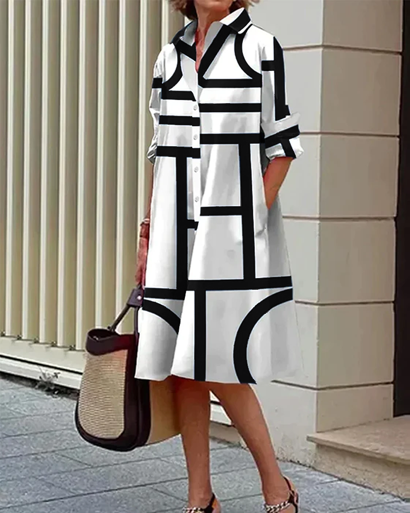 GR | Dress with pockets and geometric print