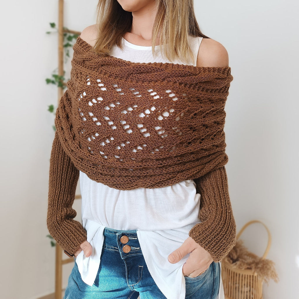 GR | Versatile scarf with sleeves and braided pattern