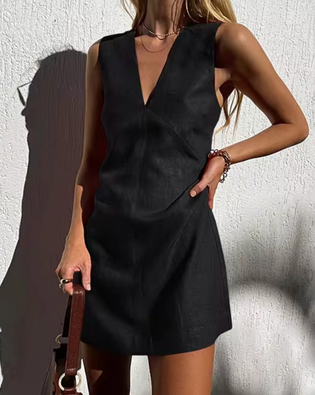 GR | Mini Kleid Ohne Ärmel aus Leinen