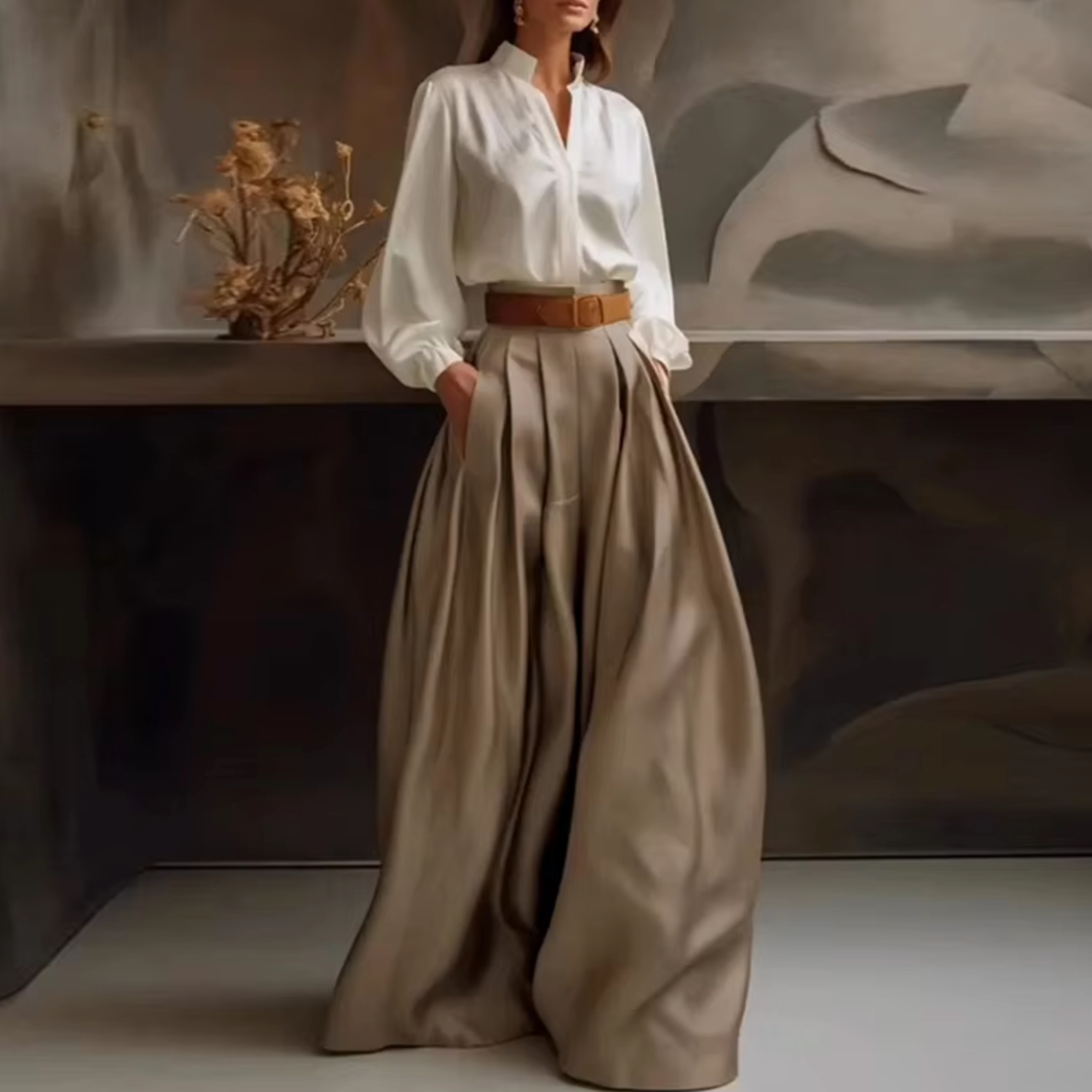 GR | Elegante Hose mit Falten und Hoher Taille