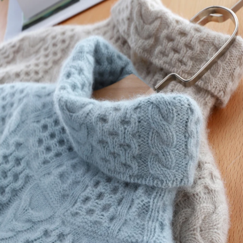 GR | Luxuriöser Kaschmir-Rollkragenpullover mit Karomuster
