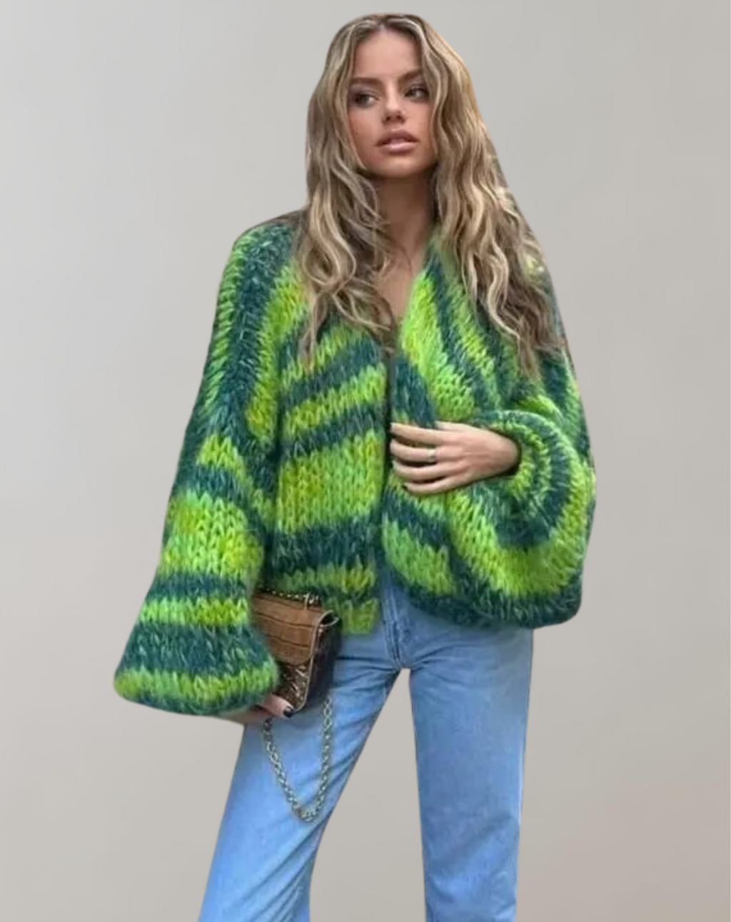 GR | Übergroße Und Bunte Strickjacke
