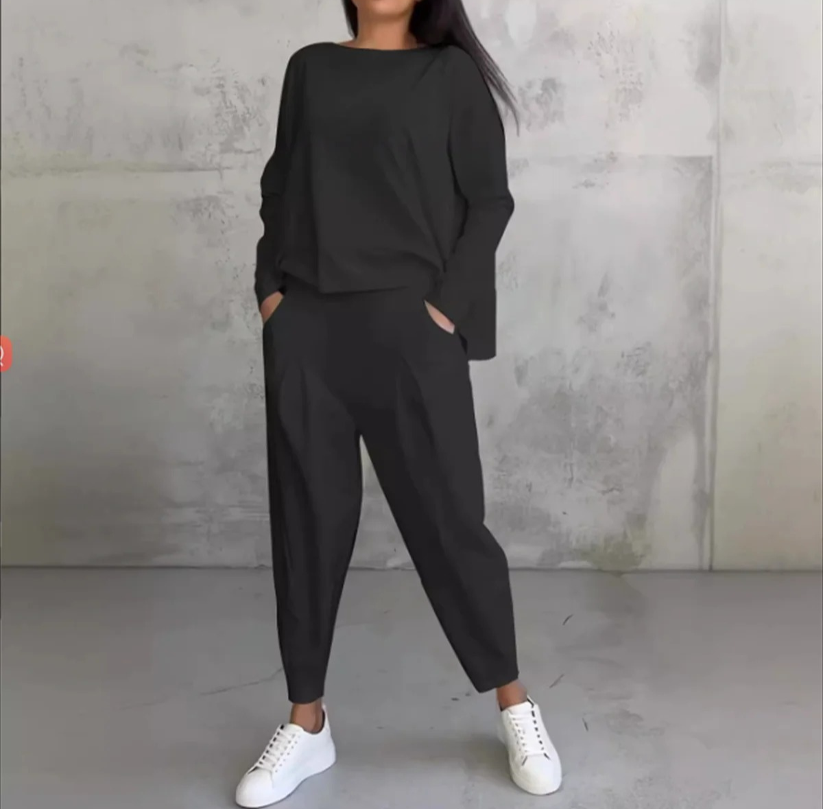 GR | Women's Loungewear Set with Long-Sleeved Top and Relaxed Fit, Two-Piece