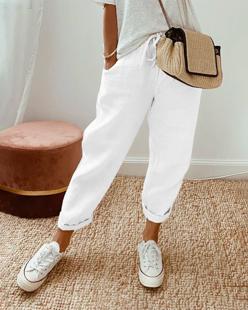GR | Damen Luftige Hose Gummizug Sommer