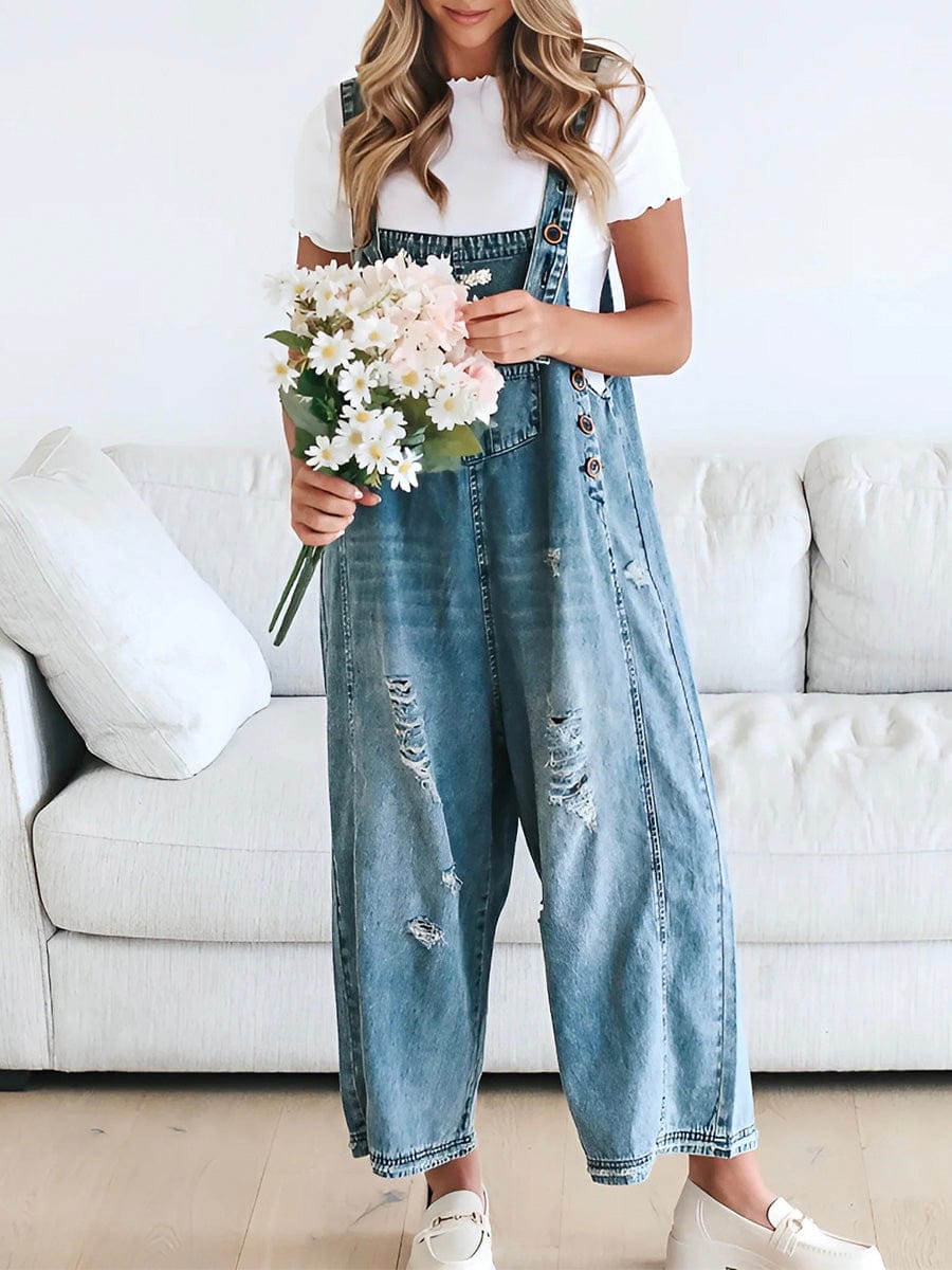 GR | Sleeveless Loose Denim Jumpsuit