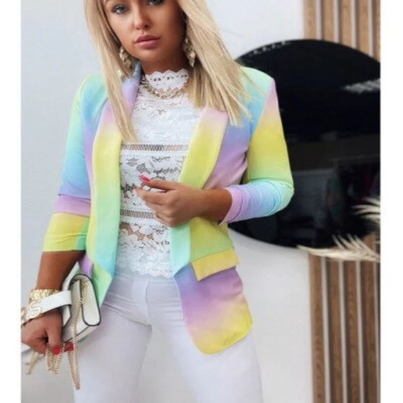 GR | Women's Ombre Open Front Blazer, Long Sleeves, Relaxed Fit