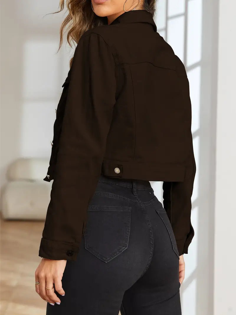 GR | Brown denim jackets with long sleeves