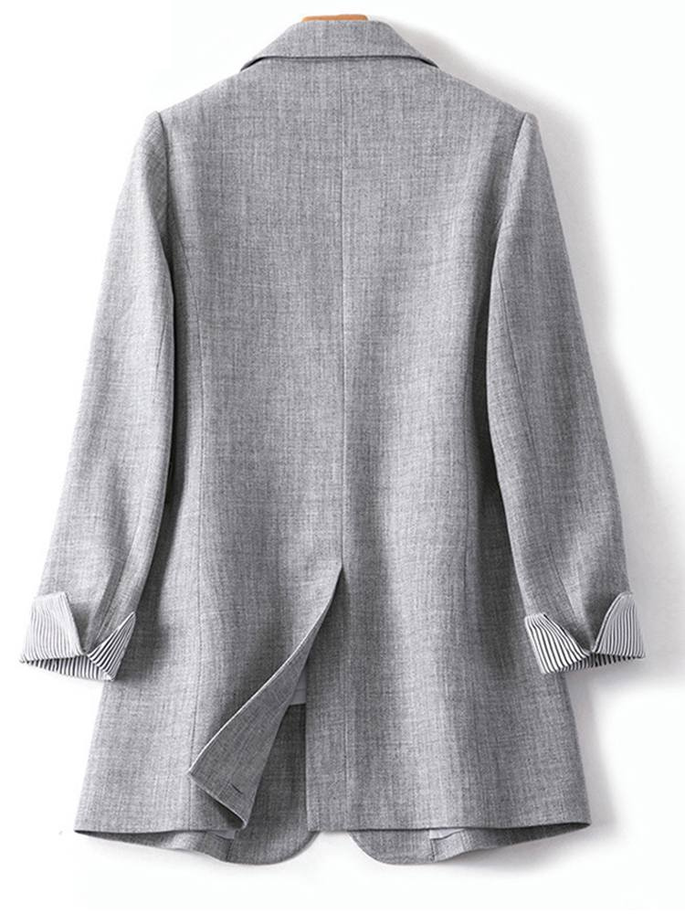 GR | Long women's blazer with striped lining and turned-up cuffs