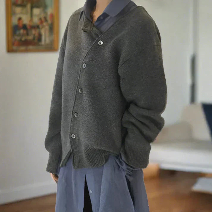 GR | Soft cardigan with diagonal button placket