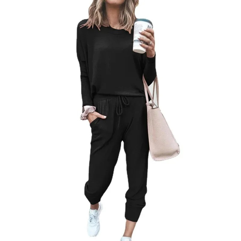 GR | Women's Loungewear Set, Comfortable Two-Piece with Drawstring and Long-Sleeved Shirt