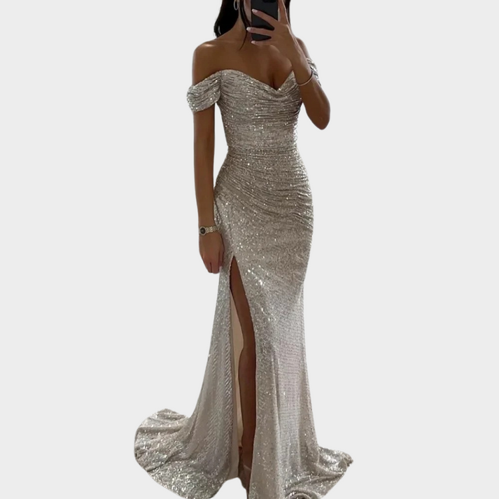 GR | Damen Lange Elegante Abendkleid Mit Schlitz Für Frauen