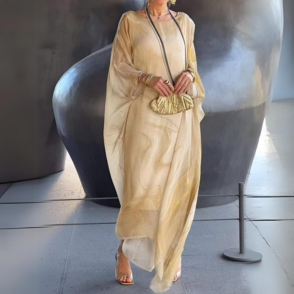 GR | Kaftan Dress Flowing Lightweight Fabric Elegant Loose Fit Wide Sleeves