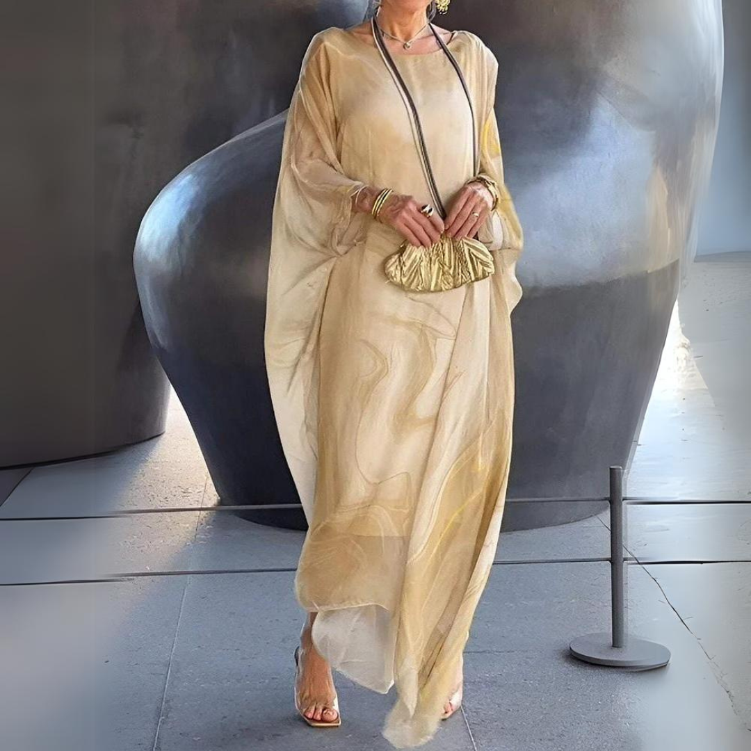 GR | Kaftan Dress Flowing Lightweight Fabric Elegant Loose Fit Wide Sleeves