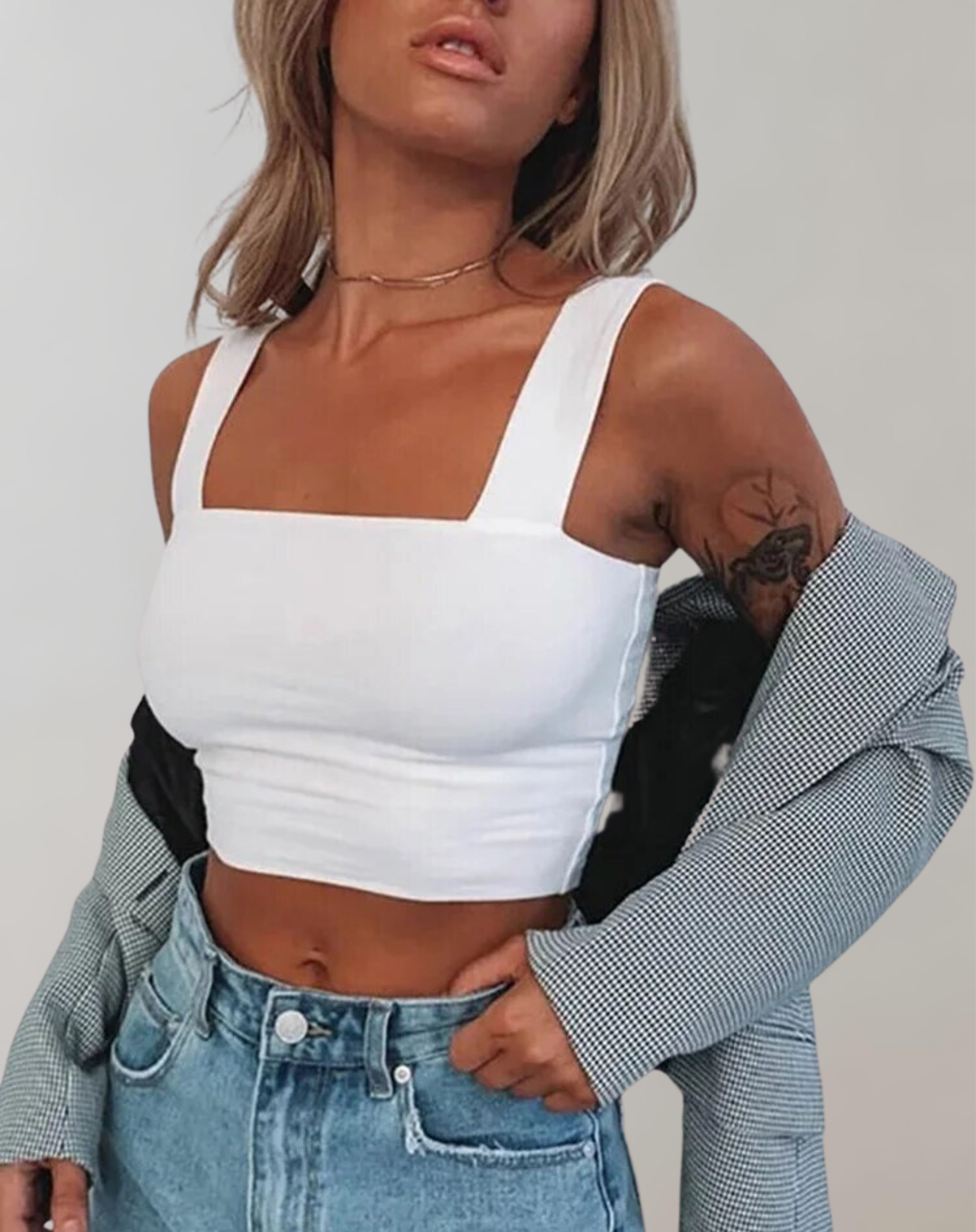 GR - Women's crop top with neckline