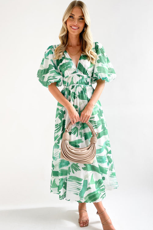 GR | Real Love Print Puff Sleeve Maxi Dress