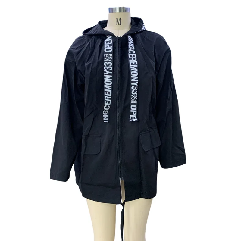 GR | Casual women's trench coat with graphic details and front pockets