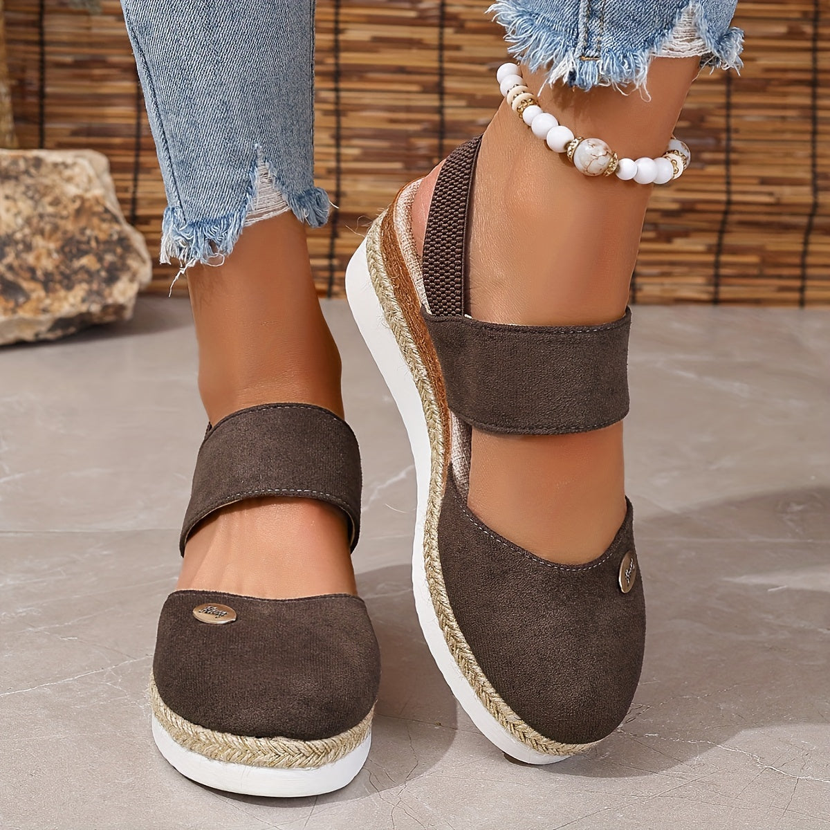 GR | Women's Platform Sandals: Non-slip, Closed Toe, Elastic Strap