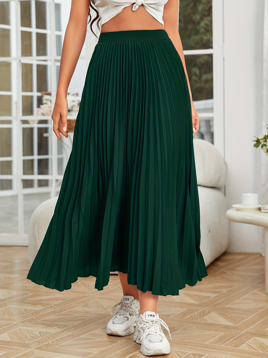 GR | Pleated plain curly skirt