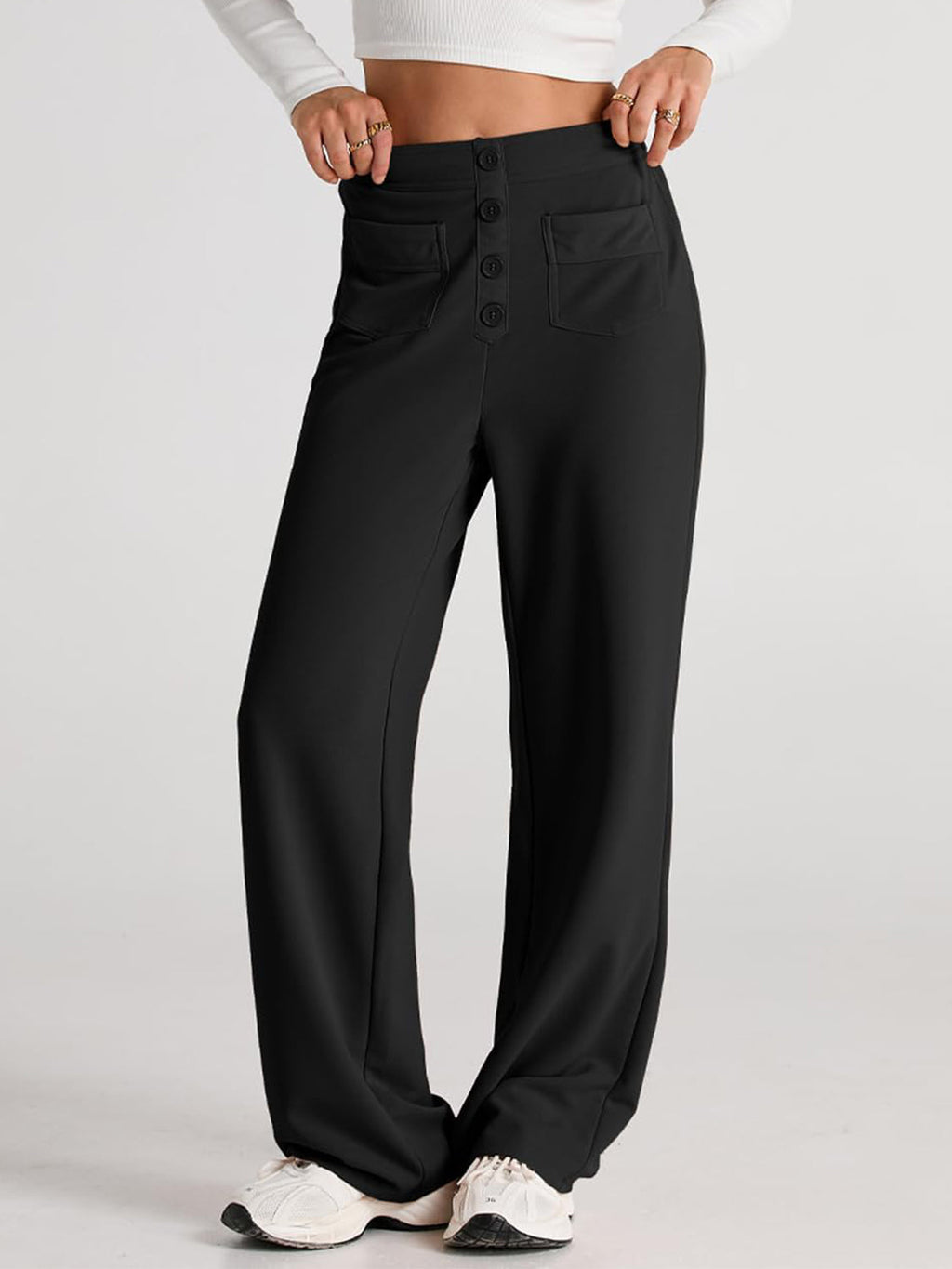 GR | Wide-waisted trousers with pockets, elegant and comfortable