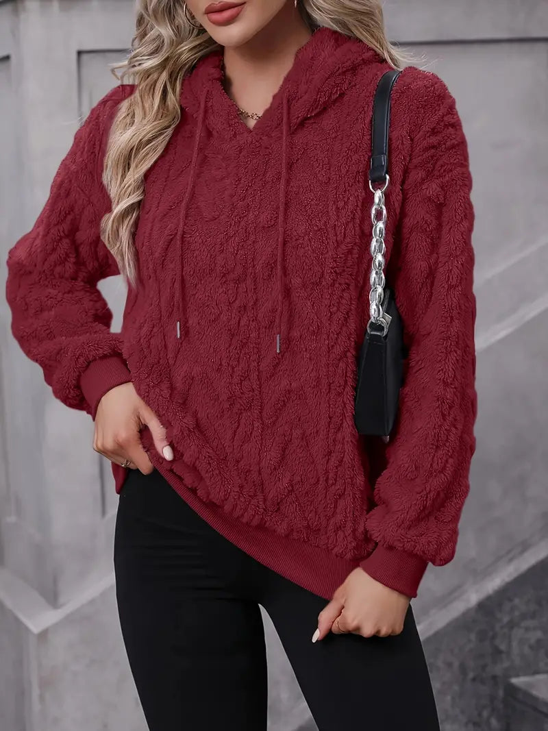 GR Sweater | Stylischer weicher Teddy-Fleece-Kapuzenpullover für Frauen