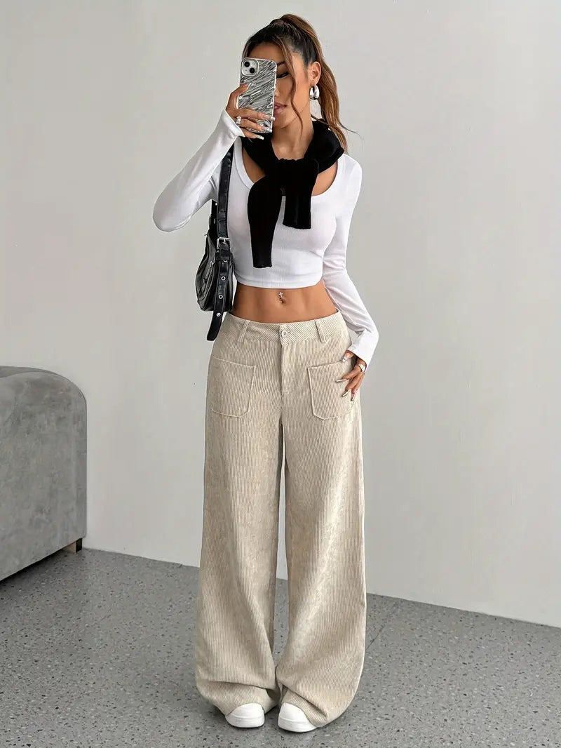 GR | Cordhose Mit Weitem Bein Für Frauen