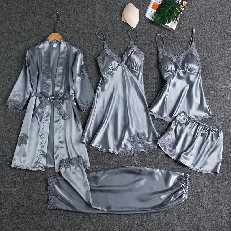 GR | Luxuriöses Satin Nachtkleid Set