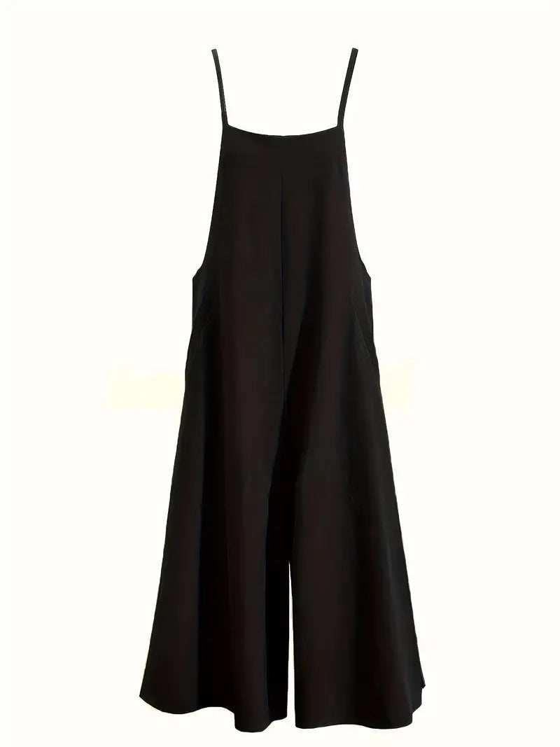 GR | Solid Linen Versatile Spaghetti Jumpsuit