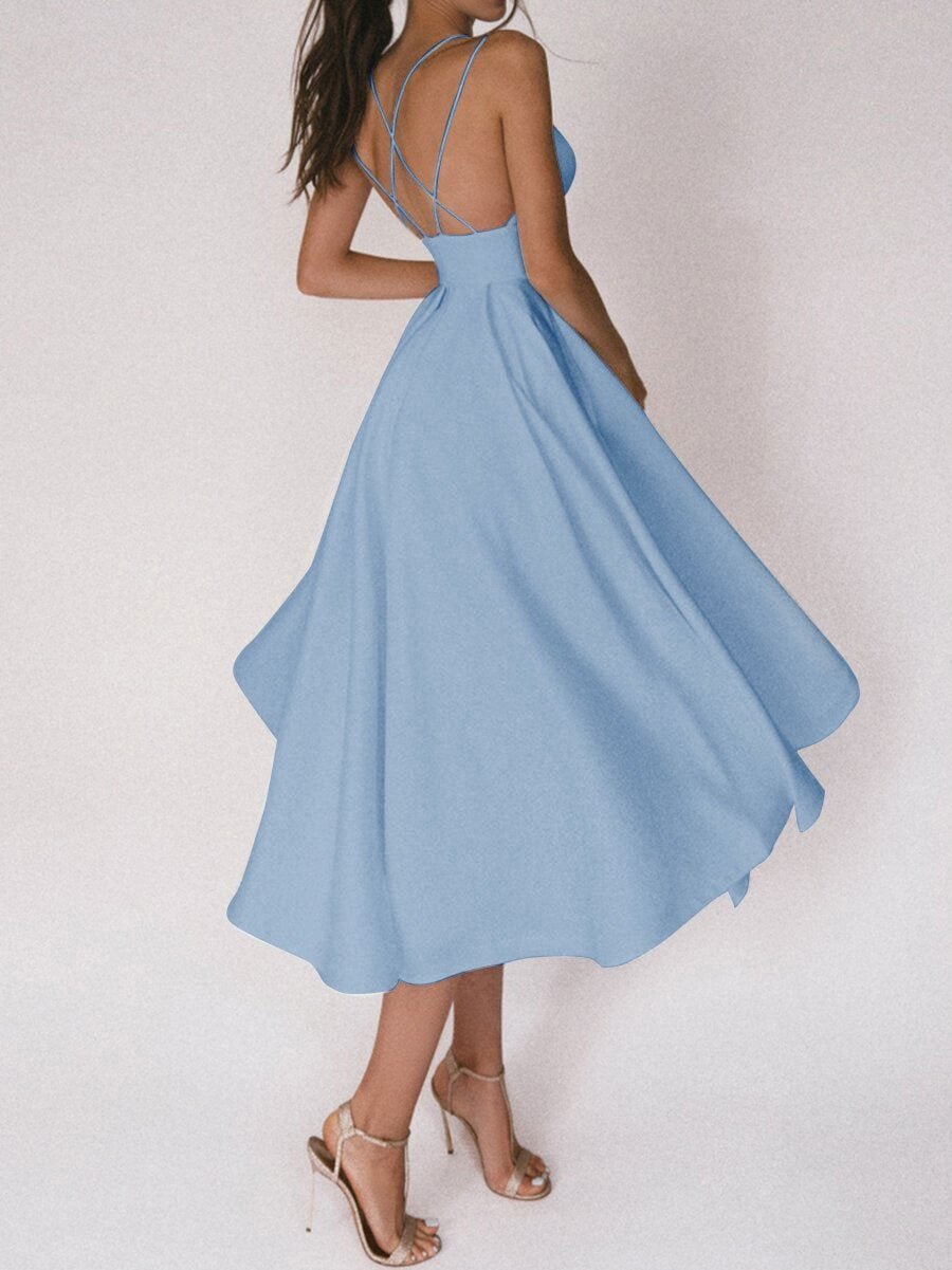 GR | Elegant wedding dress for women with strap design and V-neck