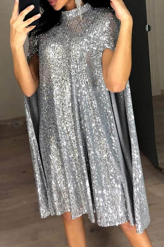 GR | Wine Me And Dine Me Sequin Cape Dress