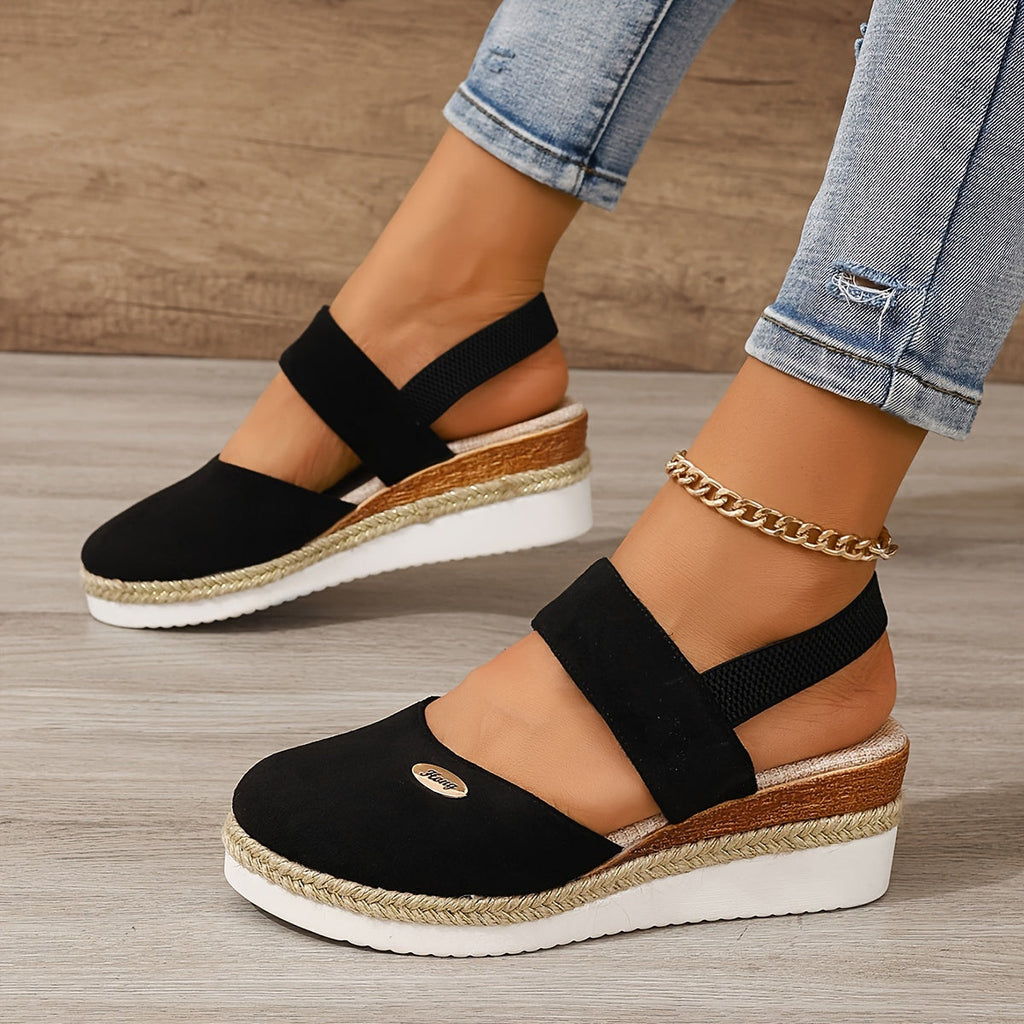GR | Women's Platform Sandals: Non-slip, Closed Toe, Elastic Strap