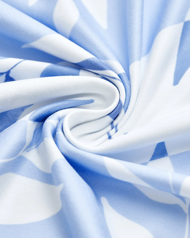 GR | Kurzärmeliges Sommerkleid mit Blätterdruck