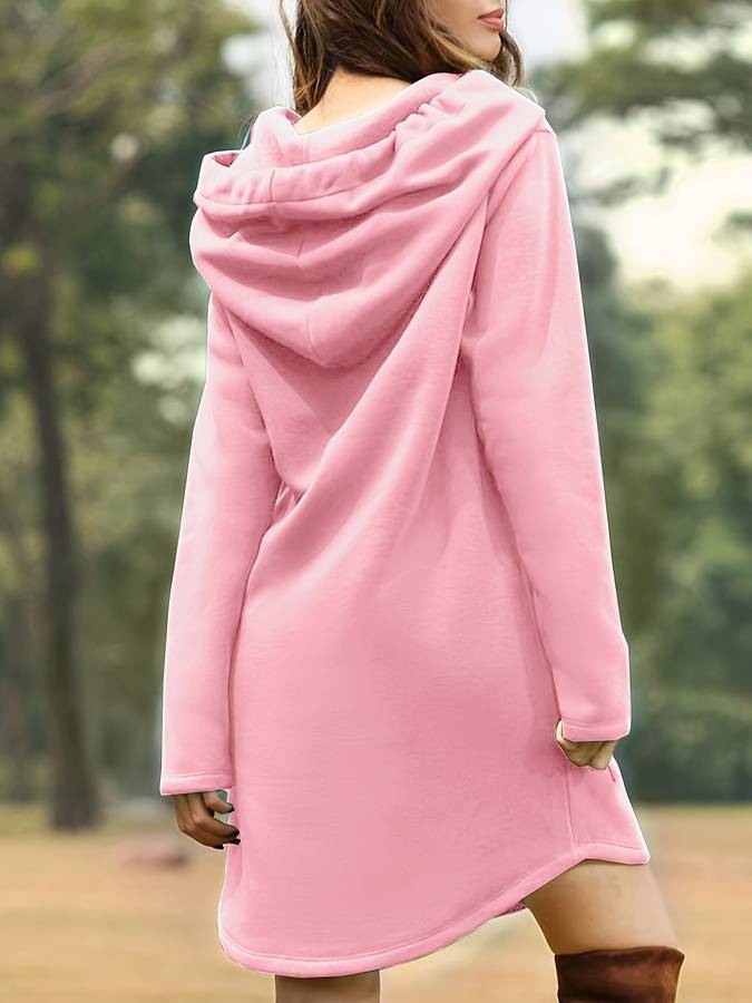 GR - Rotes Kapuzen Sweatshirtkleid mit Taschen