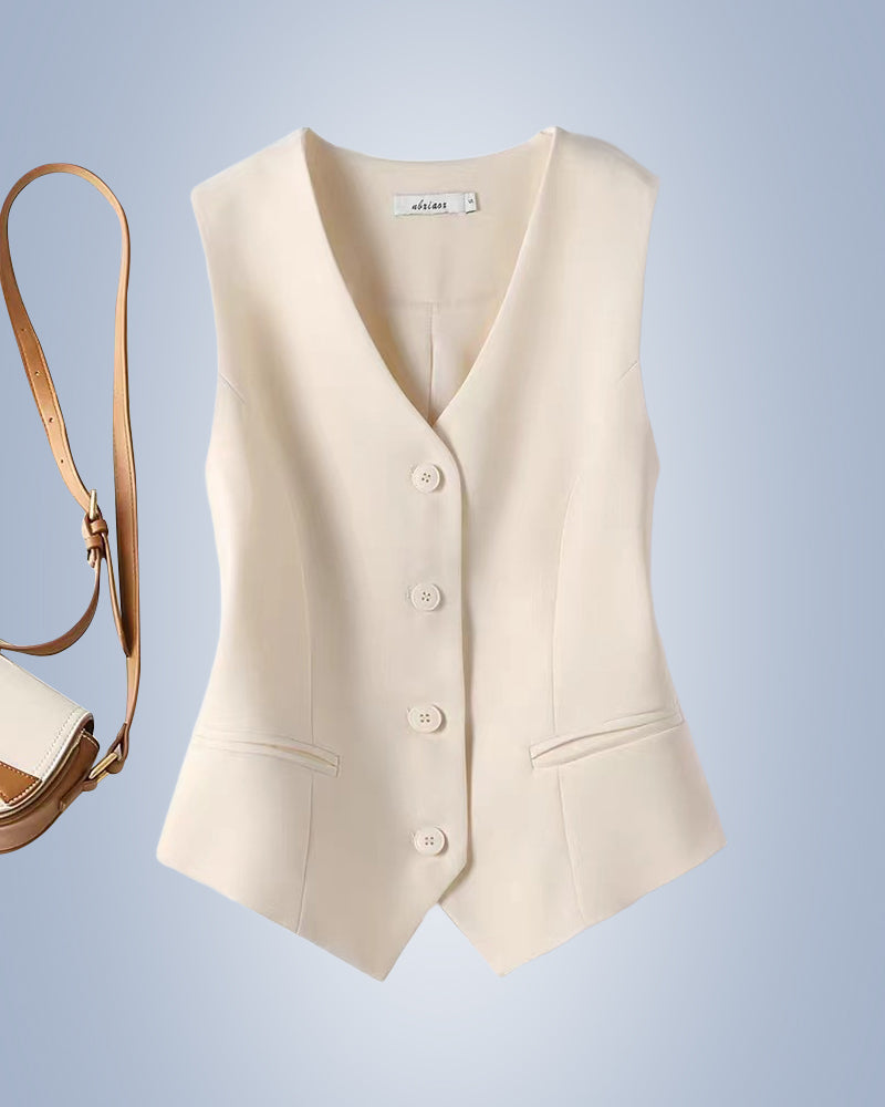 GR | Solid Color Temperament Vest for Women