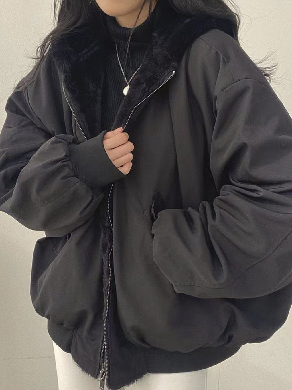 Comfortable reversible fleece hoodie jacket 