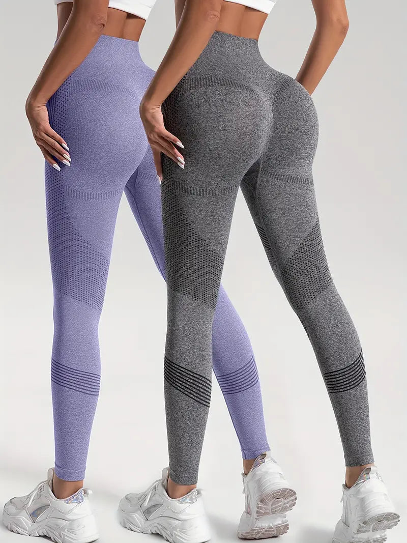 GR | 2 pcs. Sports leggings for yoga and fitness. Solid color with high stretch.