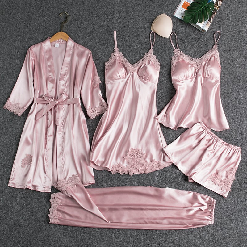 GR | Luxuriöses Satin Nachtkleid Set