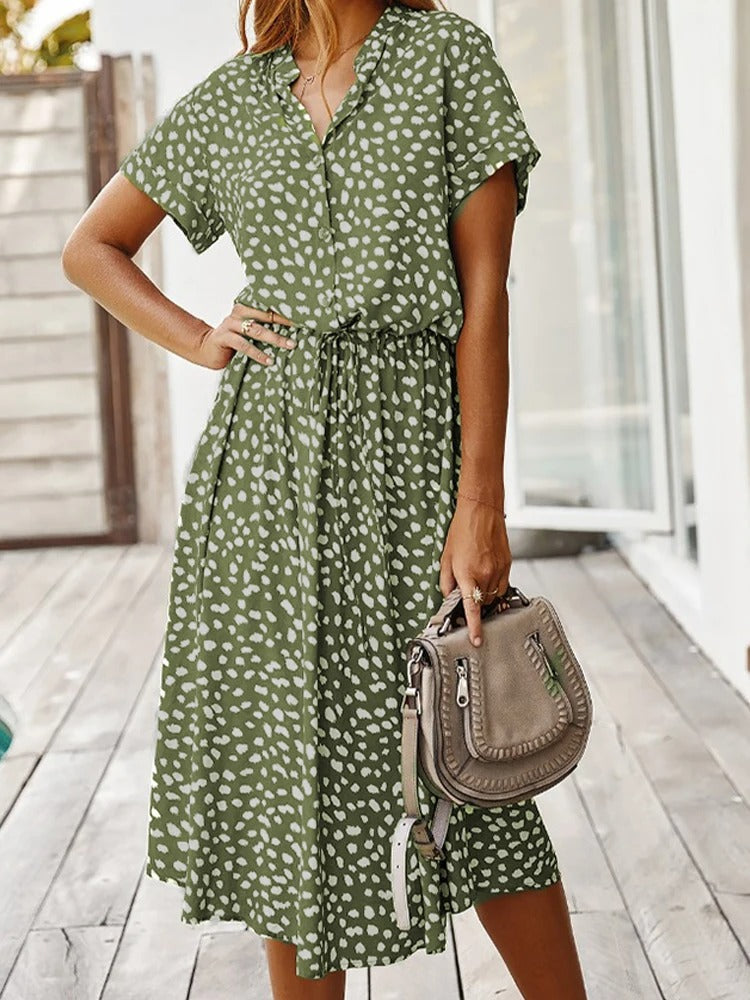 GR Casual Dress | Polka Dot Short-Sleeved Summer Dress 